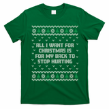 All I Want Is My Back To Stop Hurting Funny Christmas Premium T-Shirt - Irish Green
