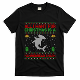 All I Want For Christmas Is A Hammerhead Shark Ugly Xmas Gift T-Shirt - Black