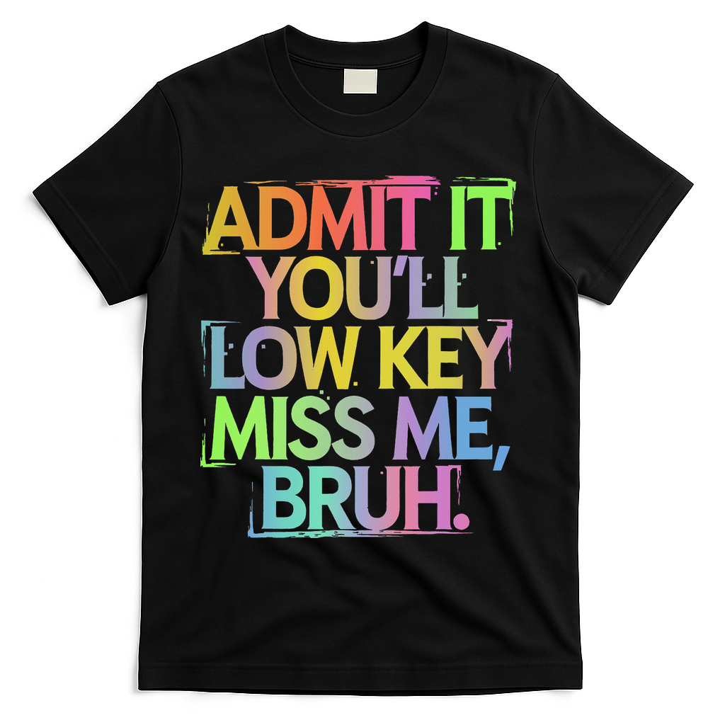Admit It Youll Low Key Miss Me Bruh Funny Bruh Teacher Gift T-Shirt - Black