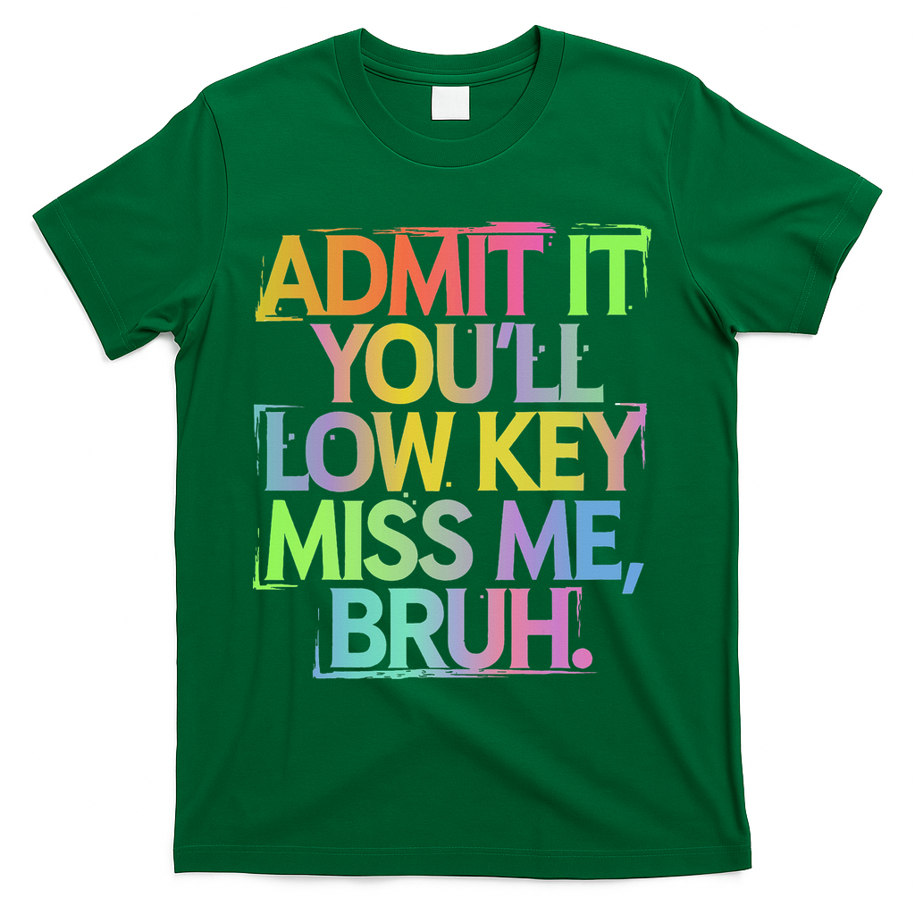 Admit It Youll Low Key Miss Me Bruh Funny Bruh Teacher Gift T-Shirt - Green