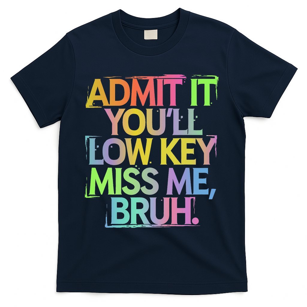 Admit It Youll Low Key Miss Me Bruh Funny Bruh Teacher Gift T-Shirt - Navy