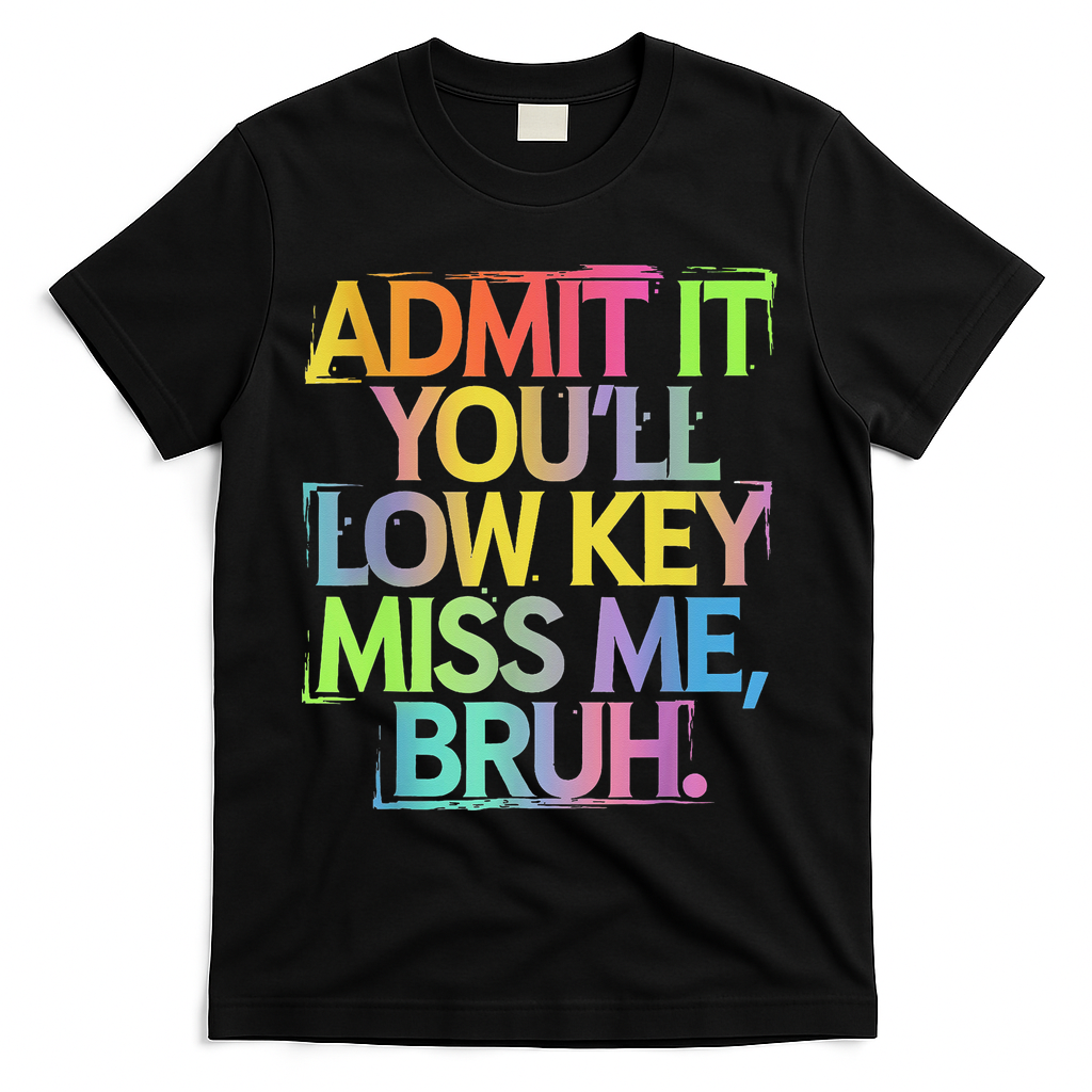Admit It Youll Low Key Miss Me Bruh Funny Bruh Teacher T-Shirt - Black