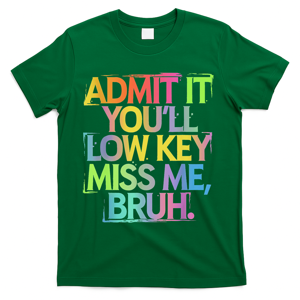 Admit It Youll Low Key Miss Me Bruh Funny Bruh Teacher T-Shirt - Green