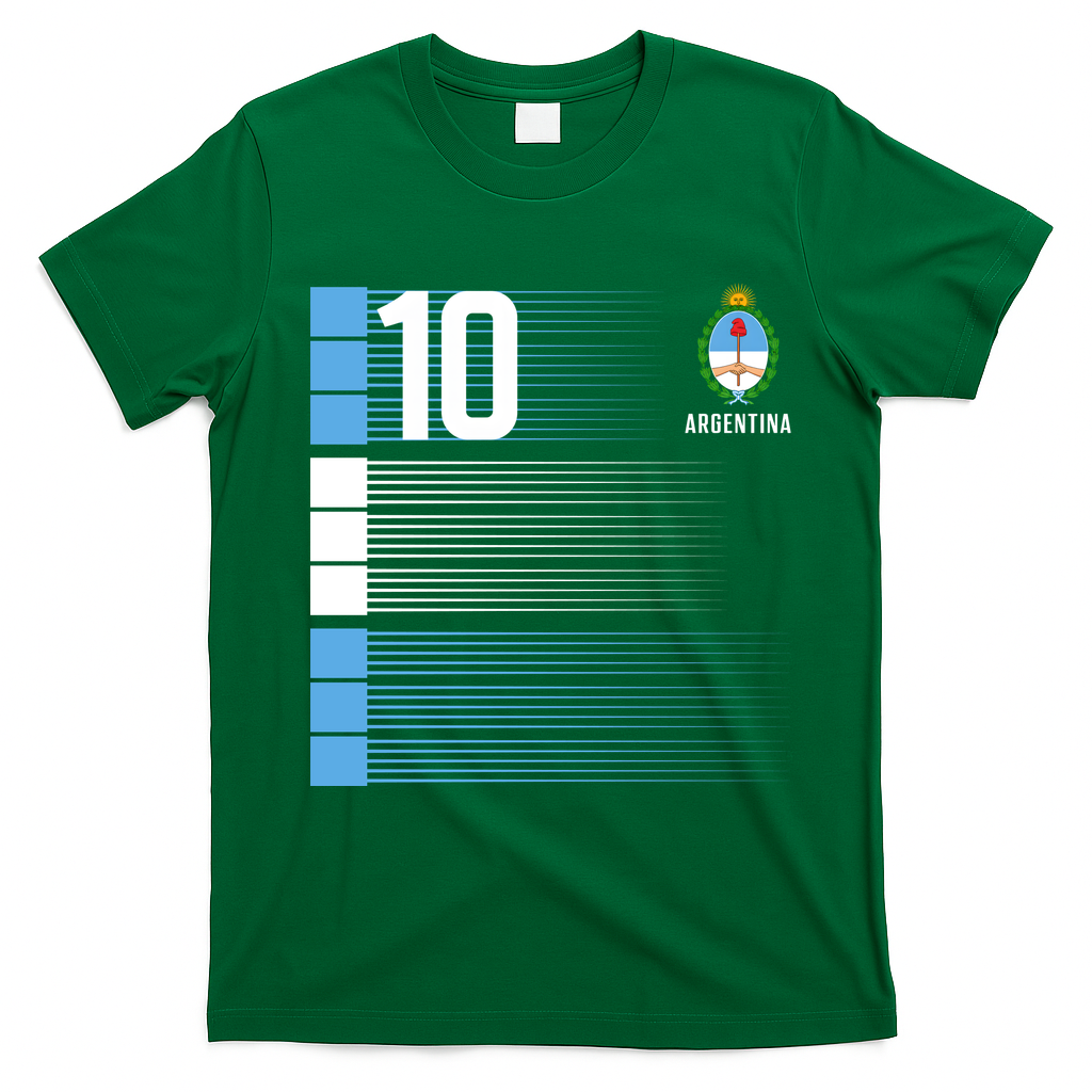 Argentina Jersey 10 Soccer World T-Shirt - Irish Green