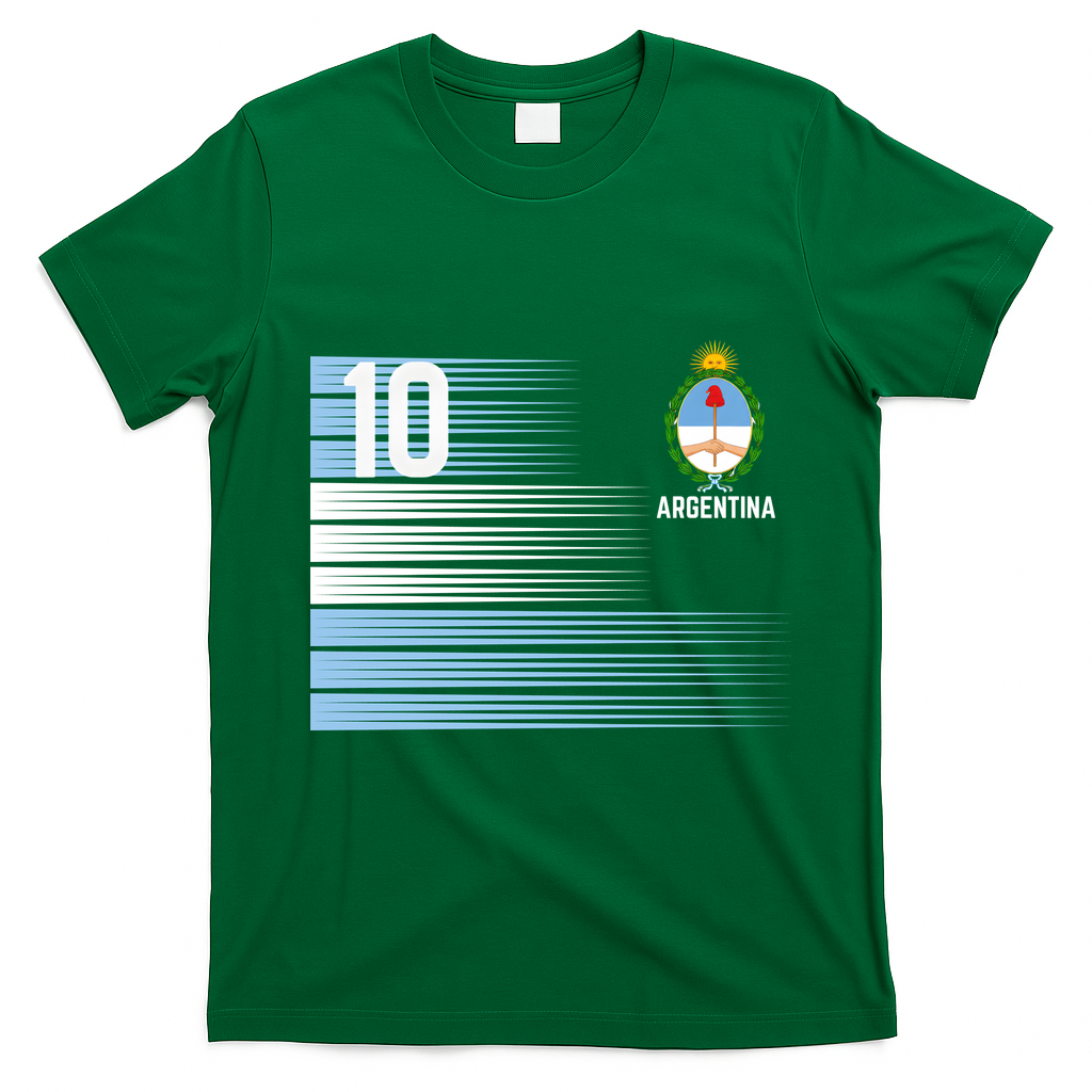 Argentina Jersey Number 10 Soccer Fan T-Shirt - Irish Green