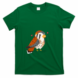 American Kestrel bird with little hearts - Green