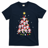 Axolotl Kawaii Christmas Tree Lights Pajama Xmas Tree T-Shirt - Navy Blue