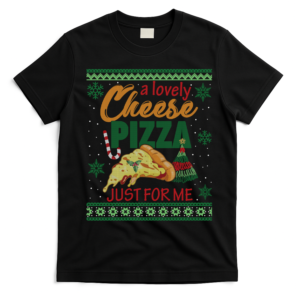 A Lovely Cheese Pizza Just For Me Alone Home Christmas Gift T-Shirt - Black