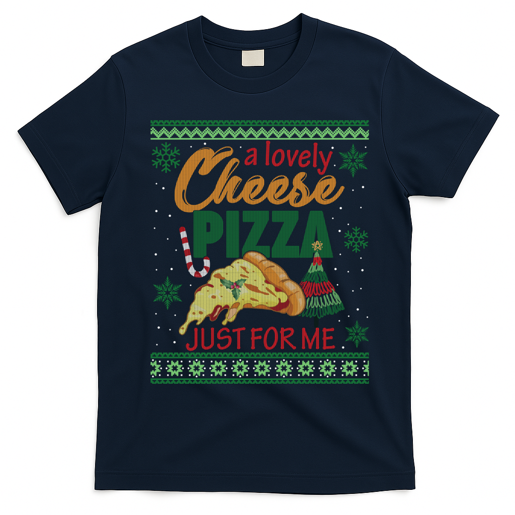A Lovely Cheese Pizza Just For Me Alone Home Christmas Gift T-Shirt - Navy Blue
