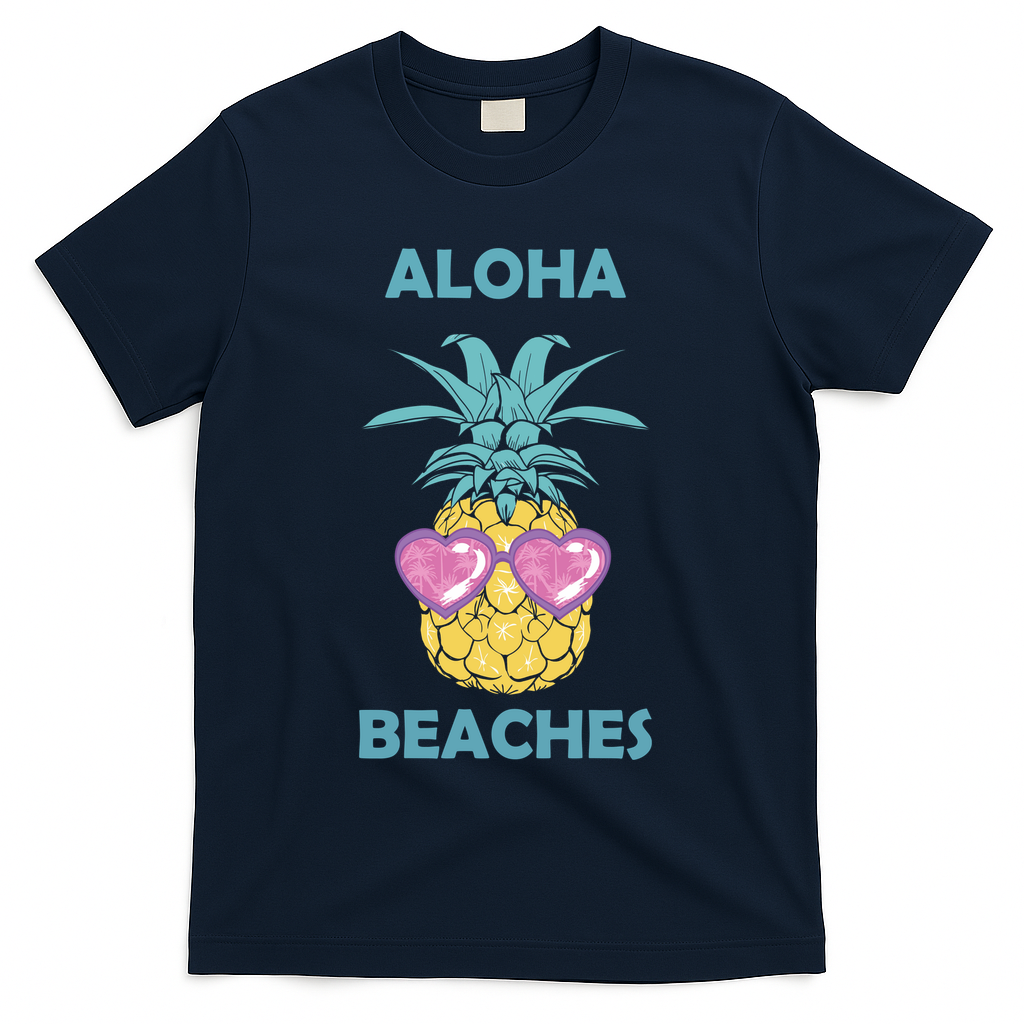 Aloha Beaches Cool Summer Shades T-Shirt - Navy
