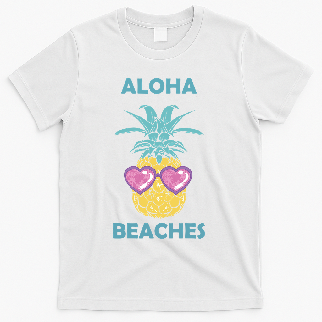 Aloha Beaches Cool Summer Shades T-Shirt - White