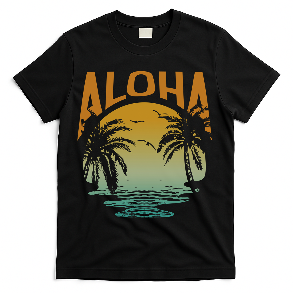 Aloha Summer Beach T-Shirt - Black