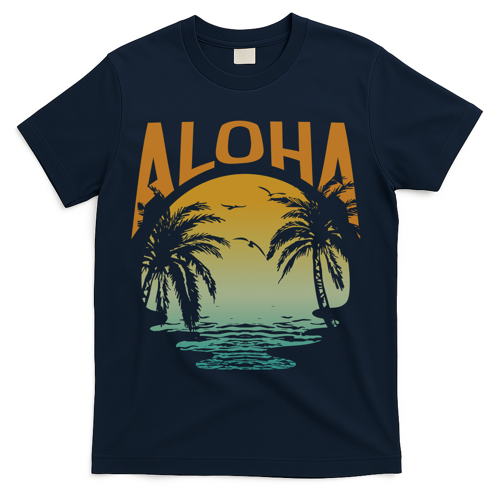 Aloha Summer Beach T-Shirt - Navy