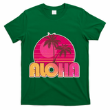 Retro Aloha Summer Fun Pink Logo T-Shirt - Green