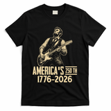 Abraham Lincoln Rcoks Guitar 4th July 250th Anniversary T-Shirt - Black