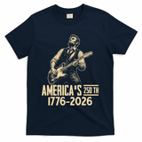 Abraham Lincoln Rcoks Guitar 4th July 250th Anniversary T-Shirt - Navy