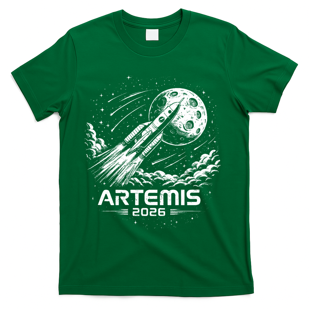 Artemis Launch To The Moon 2026 T-Shirt - Green