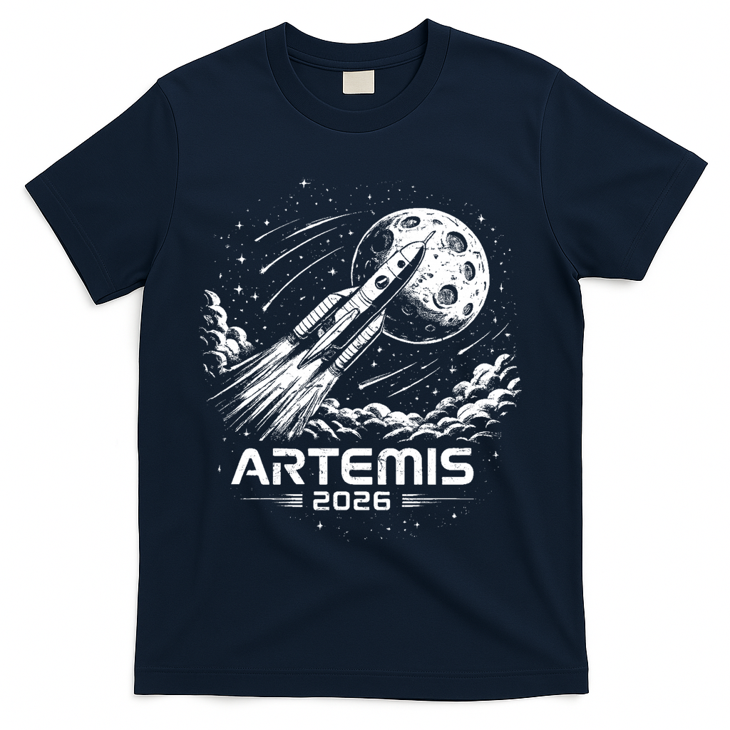Artemis Launch To The Moon 2026 T-Shirt - Navy