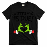 A Little Who Is Due Christmas Pregnancy T-Shirt - Black