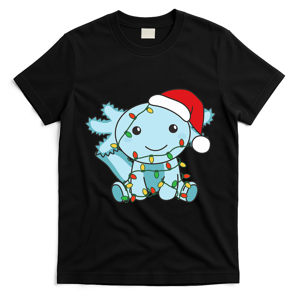 Axolotl Merry Christmas Winter Axolotls Christmas T-Shirt - Black