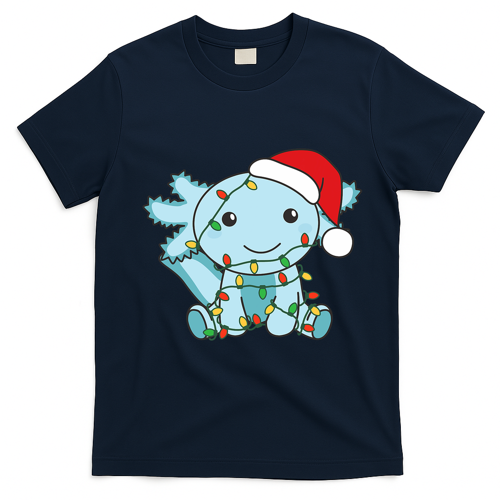 Axolotl Merry Christmas Winter Axolotls Christmas T-Shirt - Navy Blue