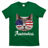 Ameowica America USA Cat Sunglasses Flag T-Shirt