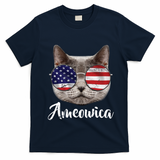 Ameowica America USA Cat Sunglasses Flag T-Shirt