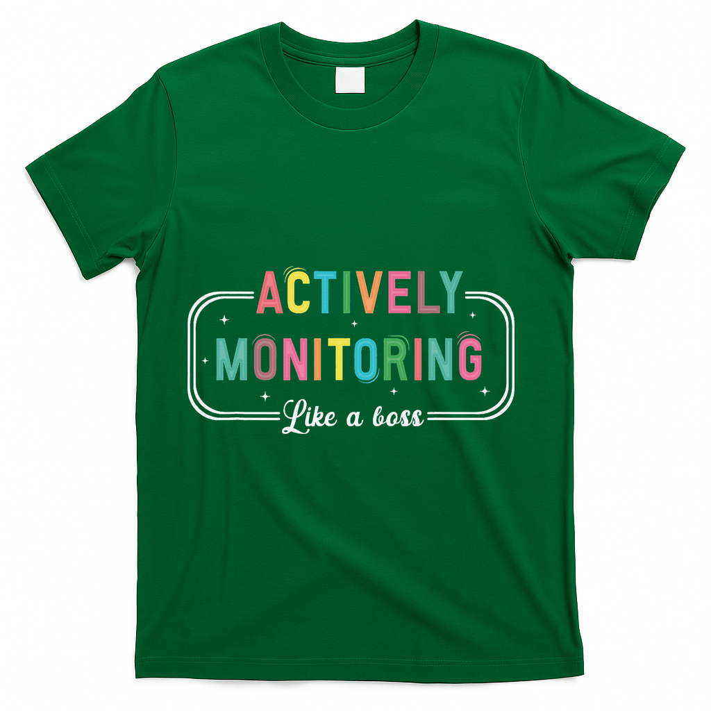 Actively Monitoring Like A Boss State Testing Teacher T-Shirt - Green