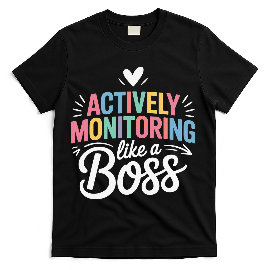 Actively Monitoring Like A Boss Test Day Testing Teacher T-Shirt - Black