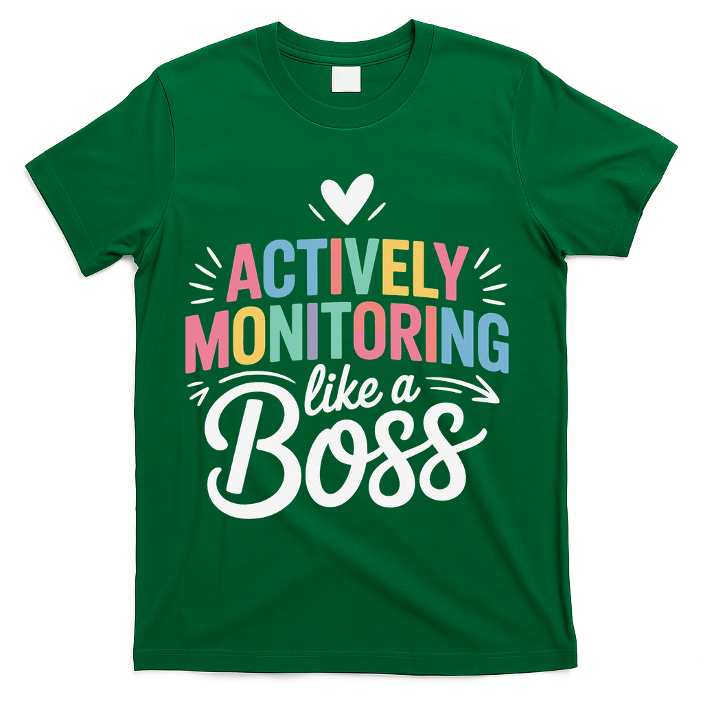 Actively Monitoring Like A Boss Test Day Testing Teacher T-Shirt - Green