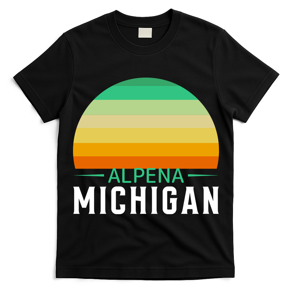 Alpena Michigan Retro Sunset T-Shirt
