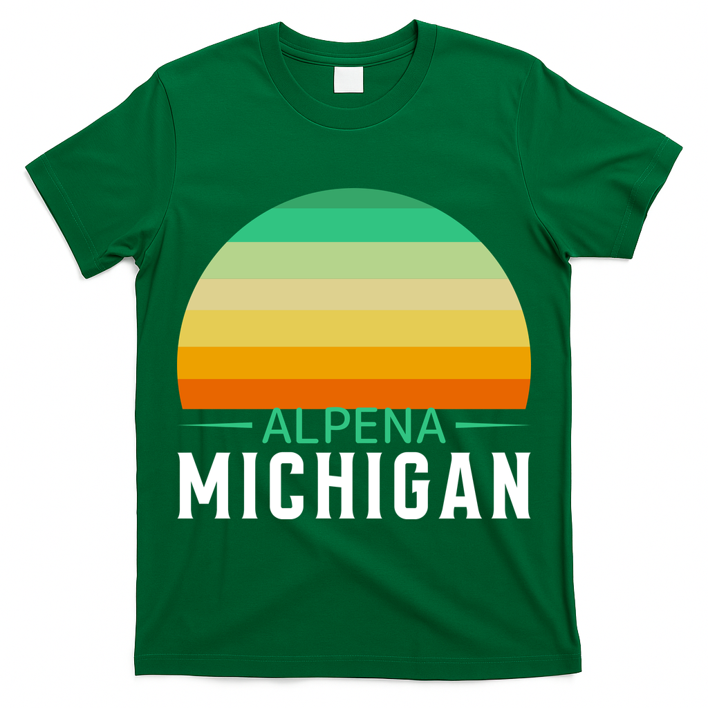 Alpena Michigan Retro Sunset T-Shirt