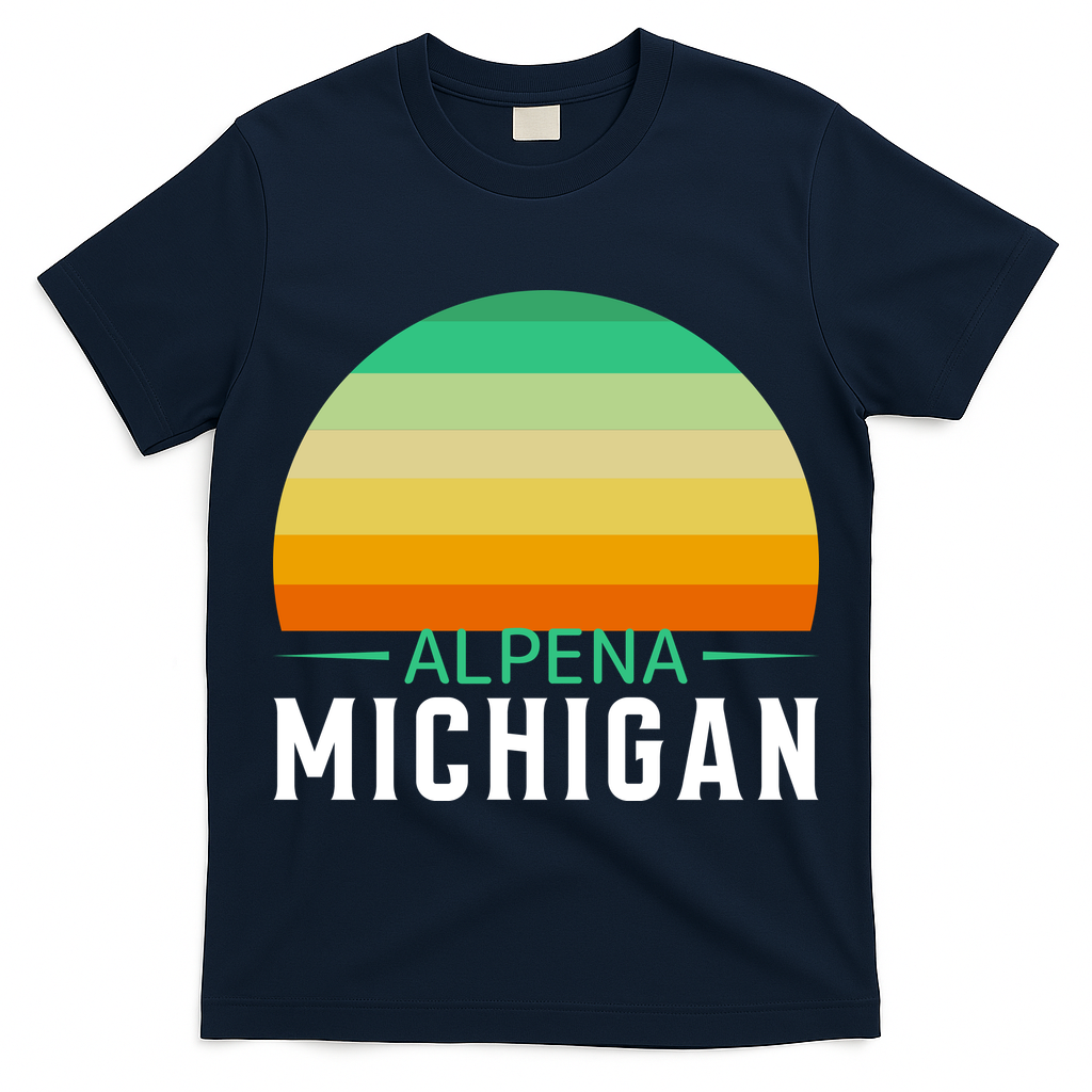 Alpena Michigan Retro Sunset T-Shirt