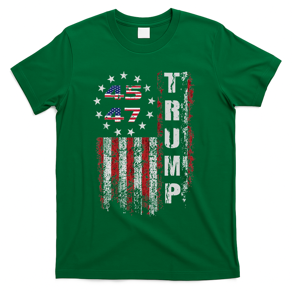 American Made Trump Merchandise Flag Trump 45 47 T-Shirt - Green