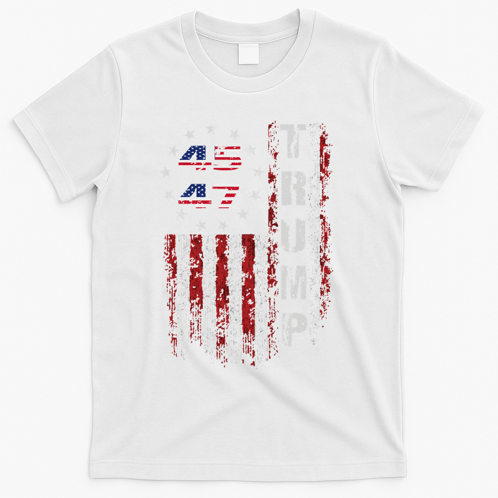 American Made Trump Merchandise Flag Trump 45 47 T-Shirt - White