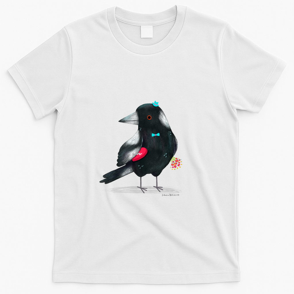 Australian Magpie with flowers and chocolate box - White