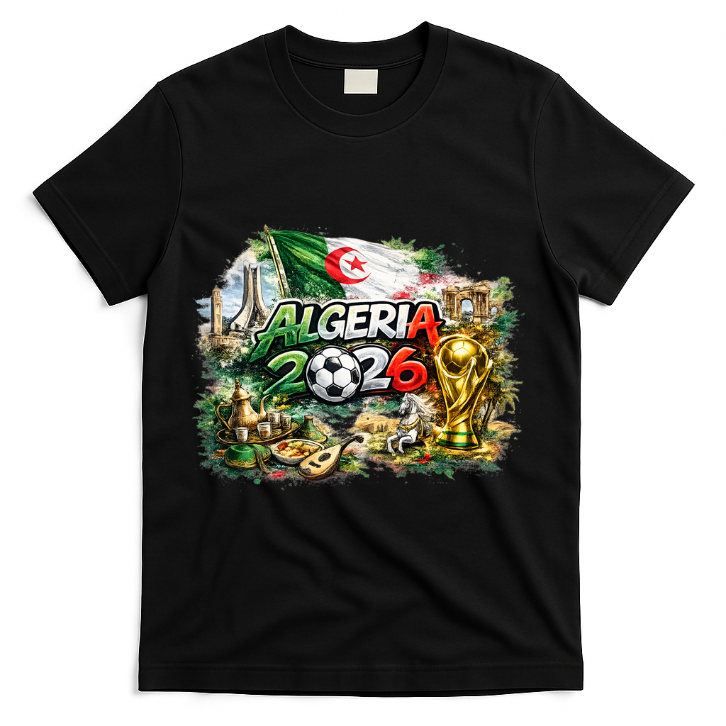Algeria North America Soccer Tournament 2026 T-Shirt - Black