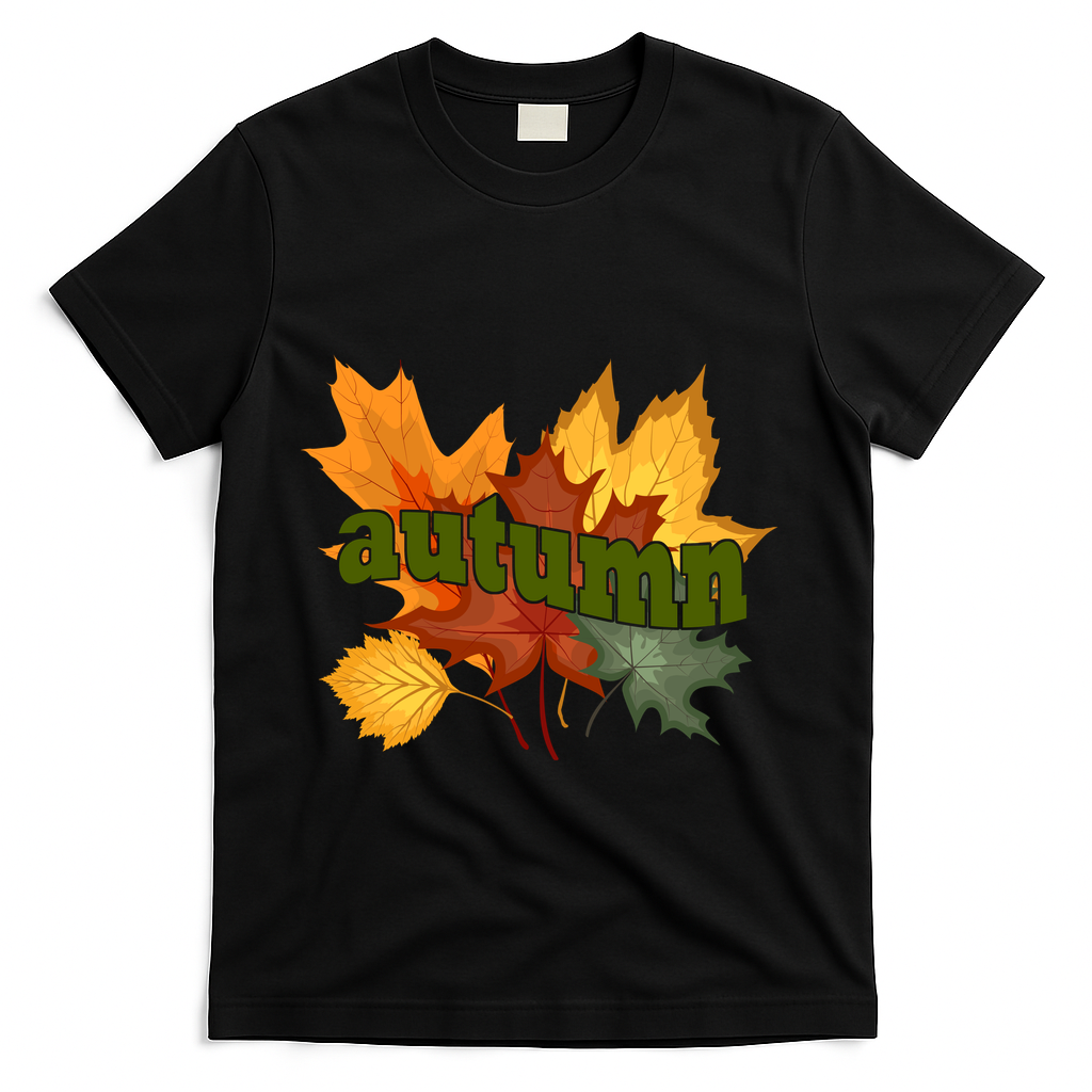 Autumn Nature Leaves T-Shirt - Black