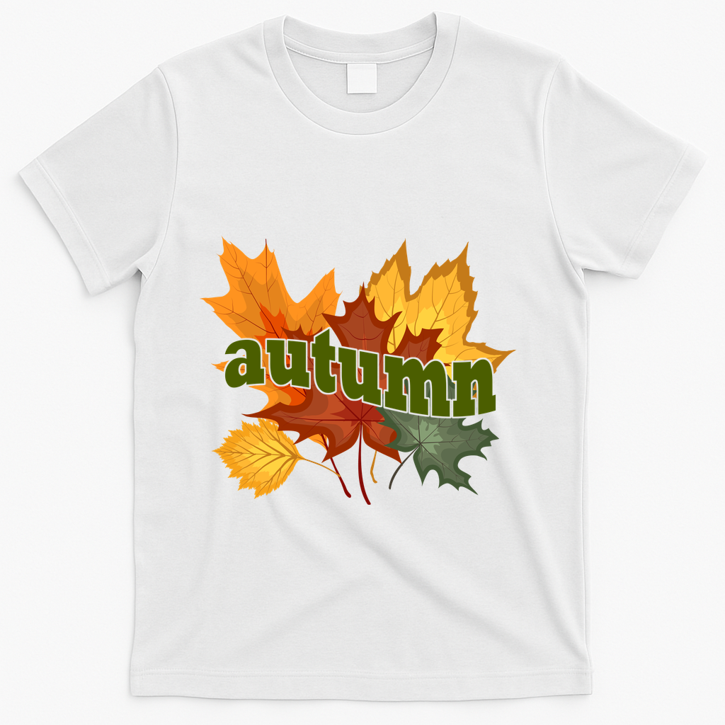 Autumn Nature Leaves T-Shirt - White