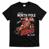 Annual North Pole Rodeo Western Christmas Cowboy Santa T-Shirt - Black