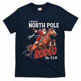 Annual North Pole Rodeo Western Christmas Cowboy Santa T-Shirt - Navy Blue