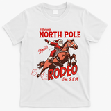 Annual North Pole Rodeo Western Christmas Cowboy Santa T-Shirt - White