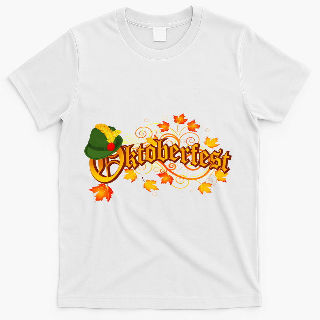 Autumn Oktoberfest Fall Leaves T-Shirt - White