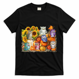 Autumn Owl Sunflower Pumpkin Halloween Costume T-Shirt - Black