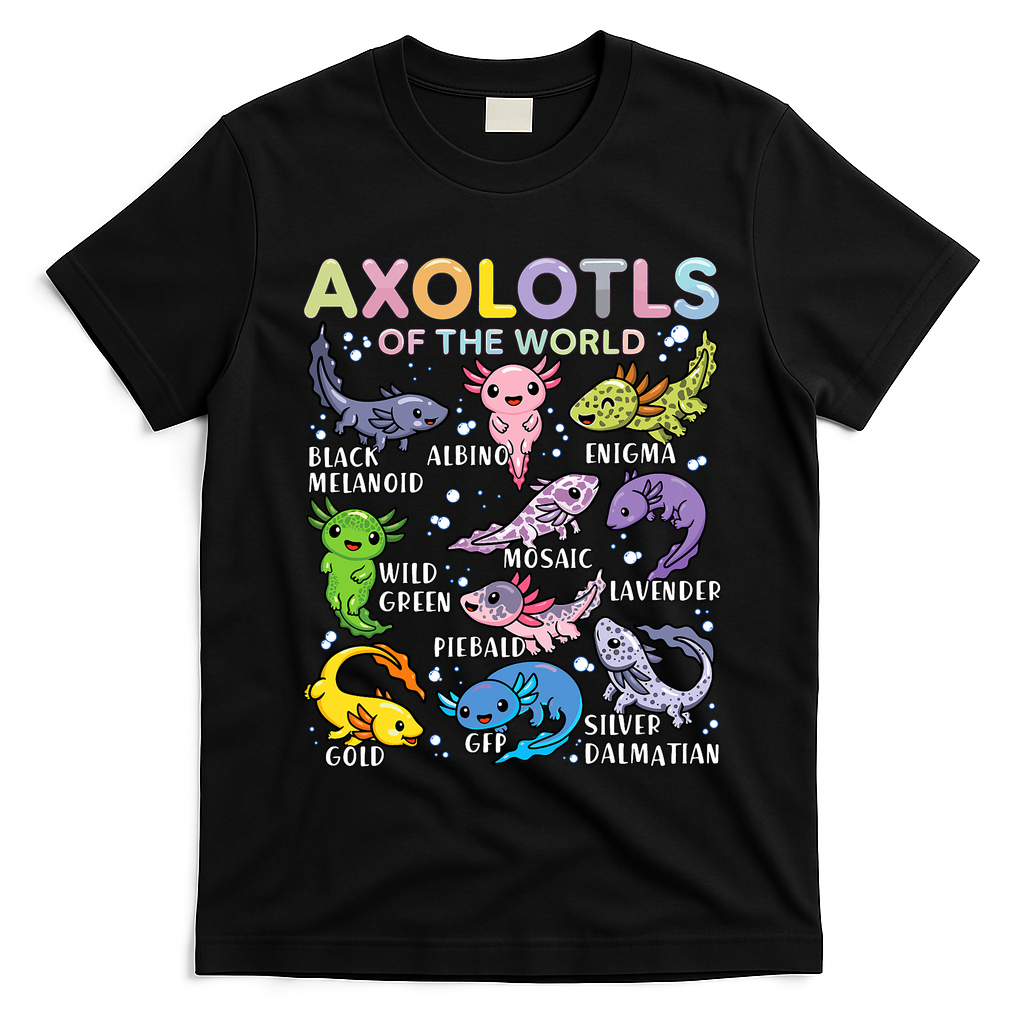 Axolotls Of The World Axolotl Kawaii Animals Salamander T-Shirt