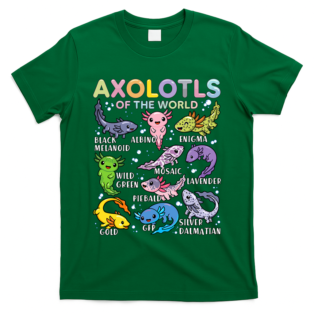 Axolotls Of The World Axolotl Kawaii Animals Salamander T-Shirt