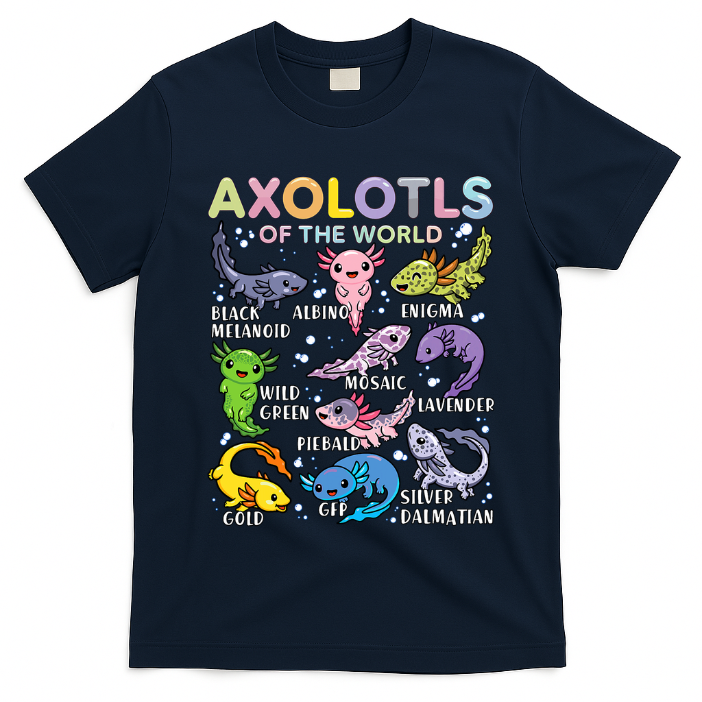 Axolotls Of The World Axolotl Kawaii Animals Salamander T-Shirt