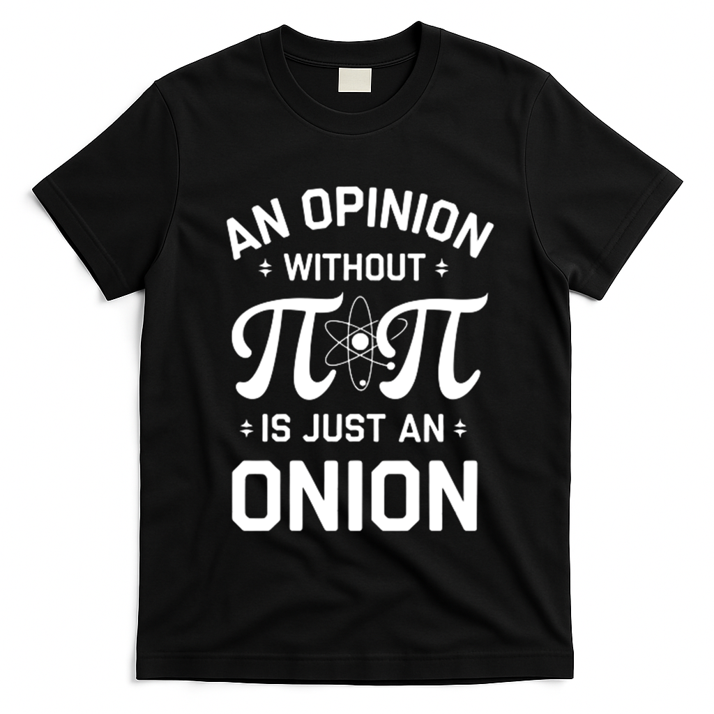 An Opinion Without Pi Is Just An Onion Clever Math Pun Cute Gift T-Shirt - Black