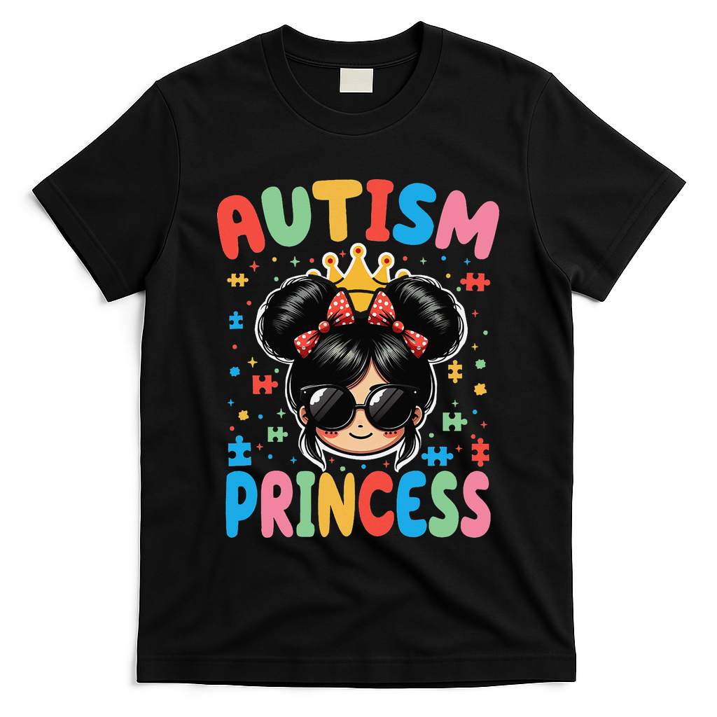 Autism Princess Afro Bow Daughter Autism Awareness T-Shirt