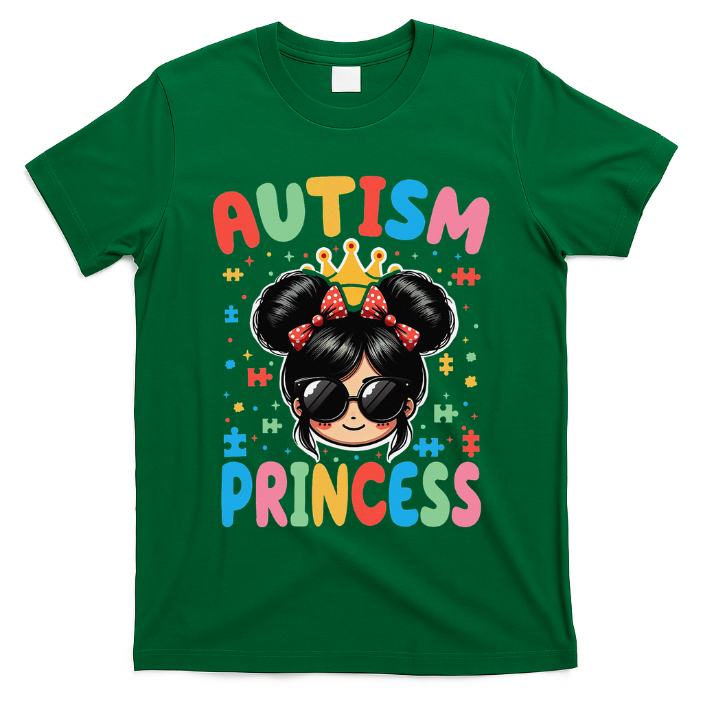 Autism Princess Afro Bow Daughter Autism Awareness T-Shirt